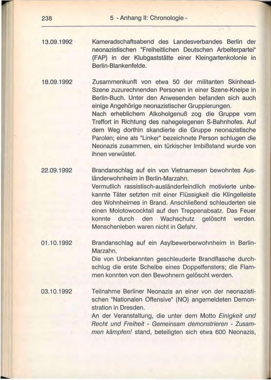 Seite 238 des Verfassungsschutzbericht 1992 Berlin