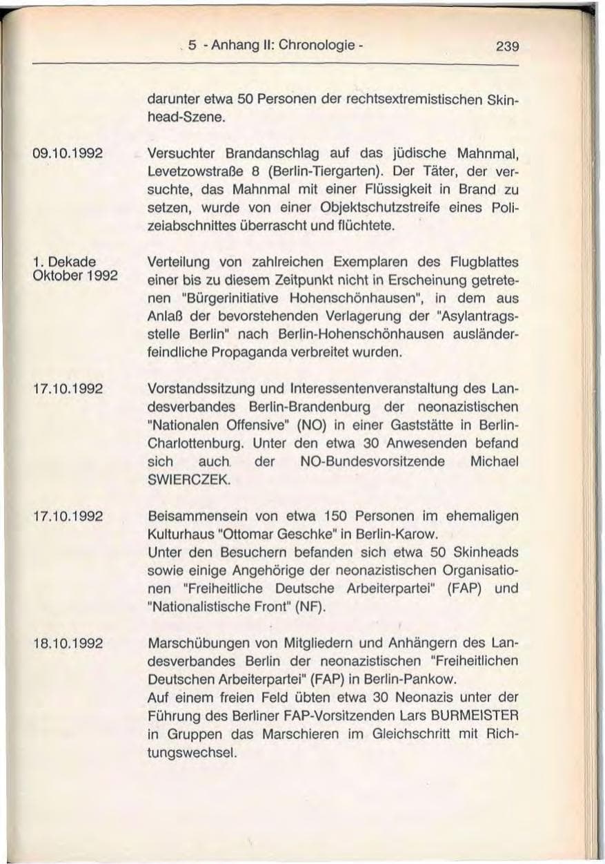 Seite 239 des Verfassungsschutzbericht 1992 Berlin