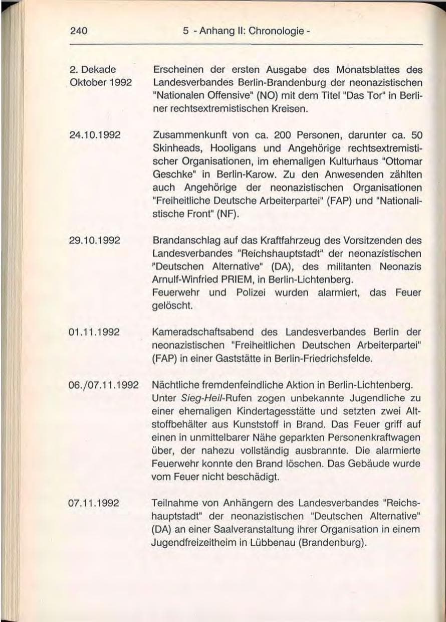 Seite 240 des Verfassungsschutzbericht 1992 Berlin