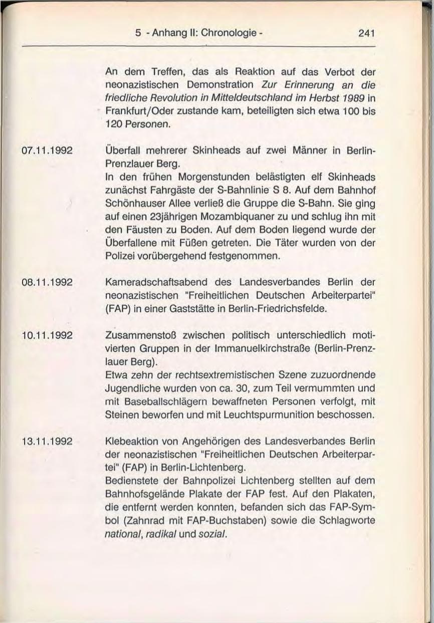 Seite 241 des Verfassungsschutzbericht 1992 Berlin