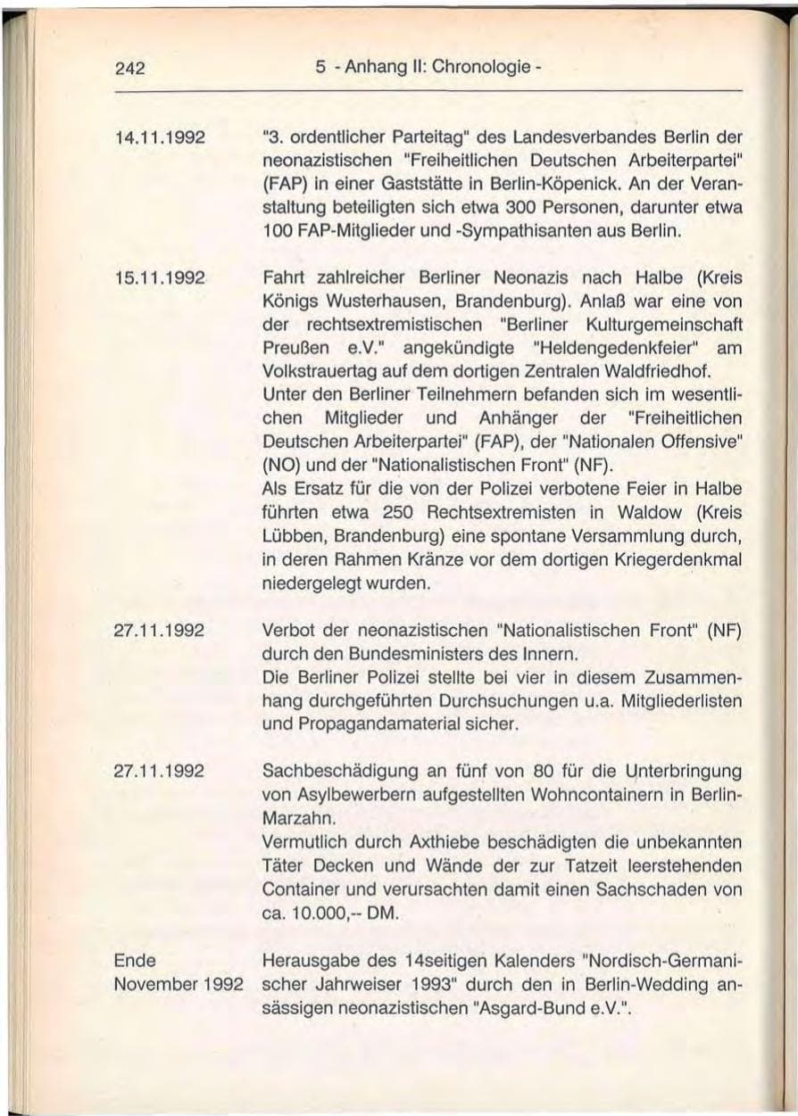 Seite 242 des Verfassungsschutzbericht 1992 Berlin