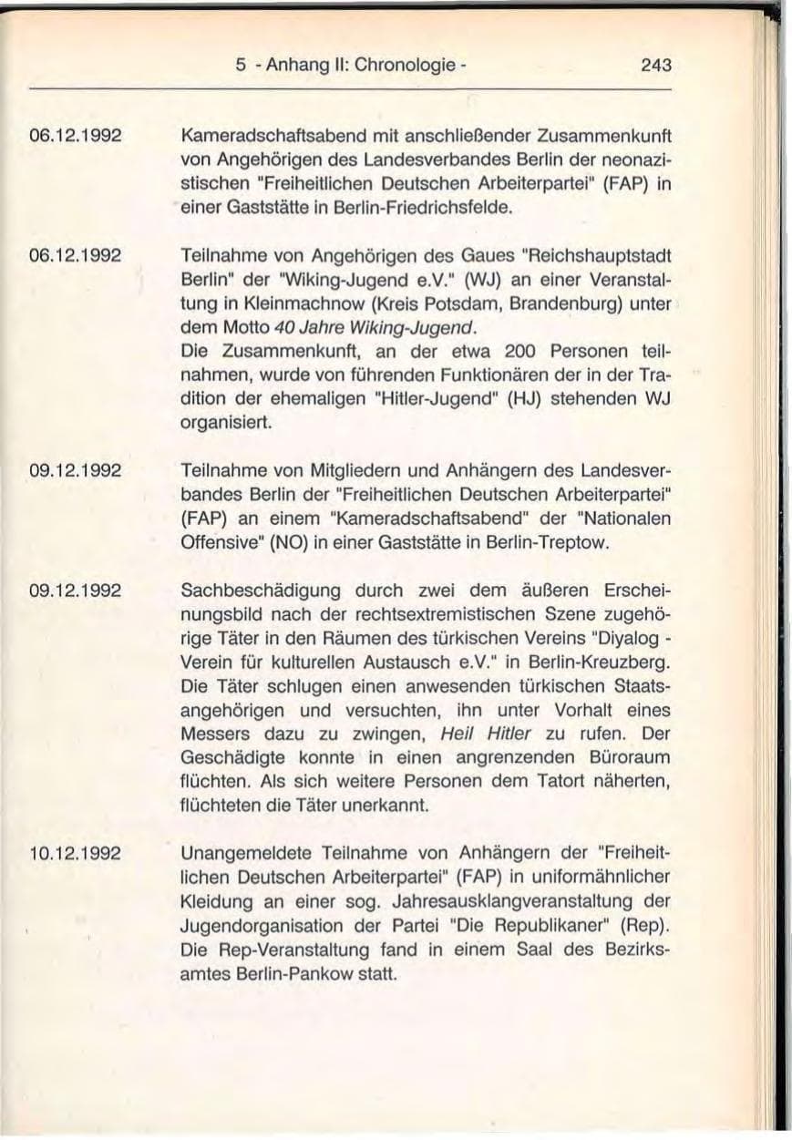 Seite 243 des Verfassungsschutzbericht 1992 Berlin