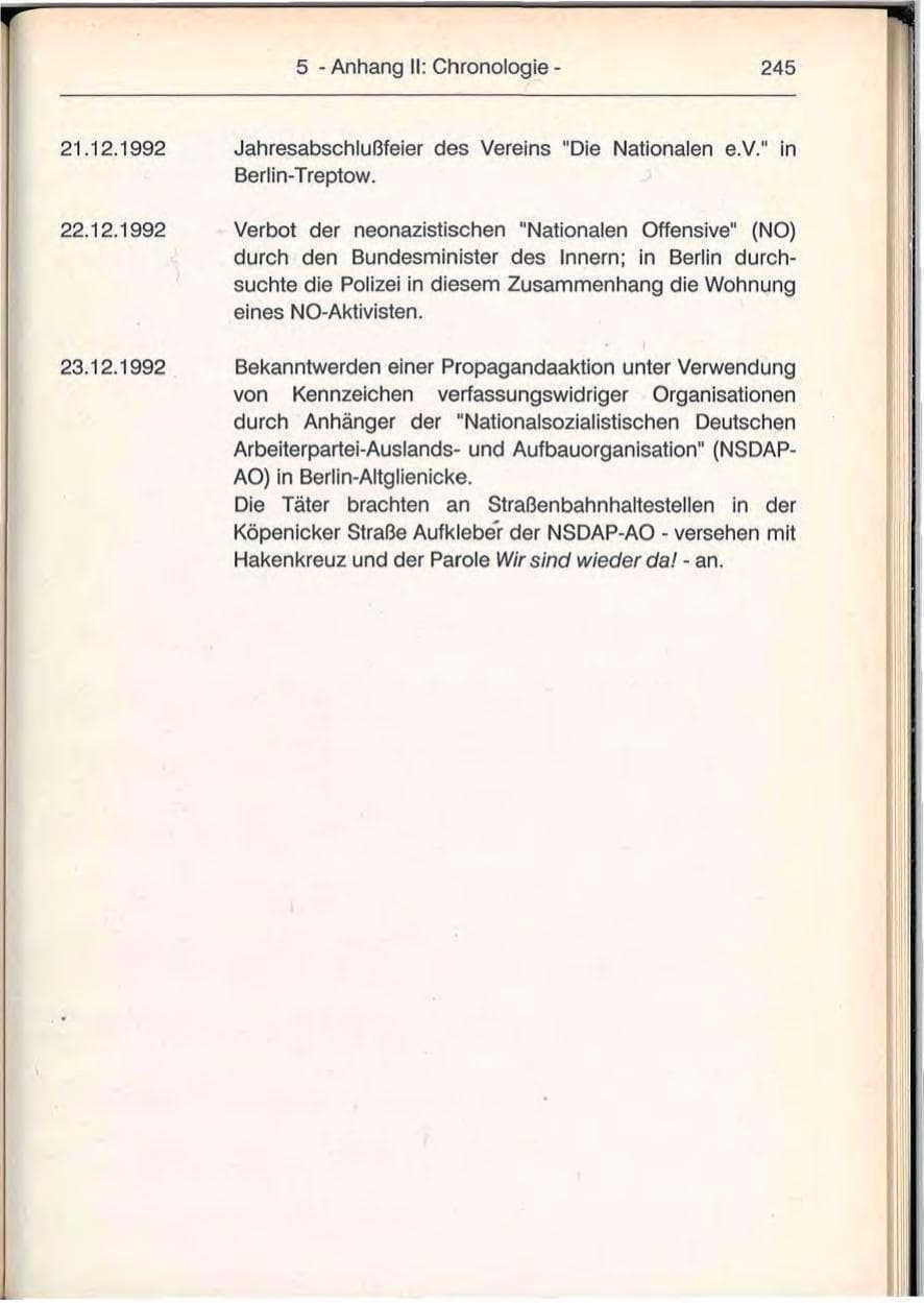 Seite 245 des Verfassungsschutzbericht 1992 Berlin