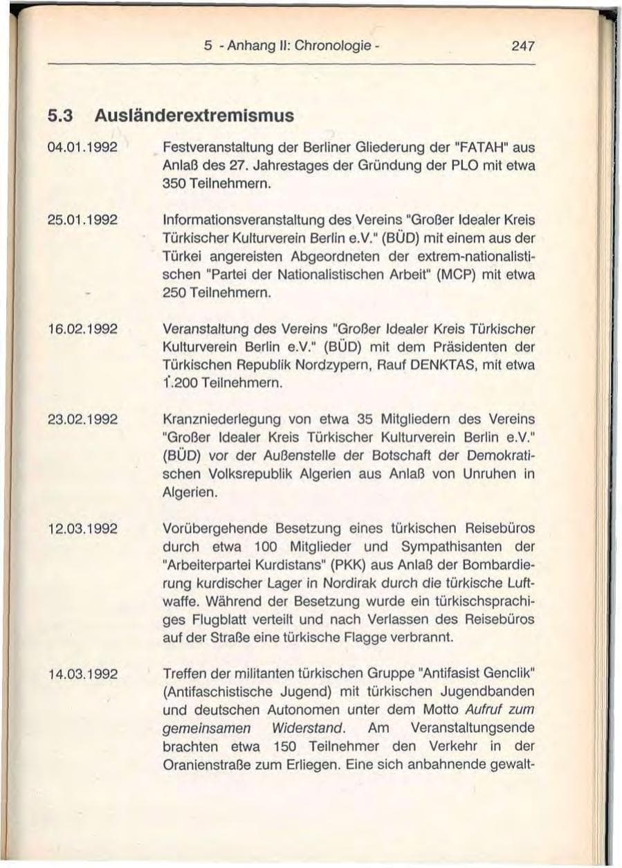 Seite 247 des Verfassungsschutzbericht 1992 Berlin