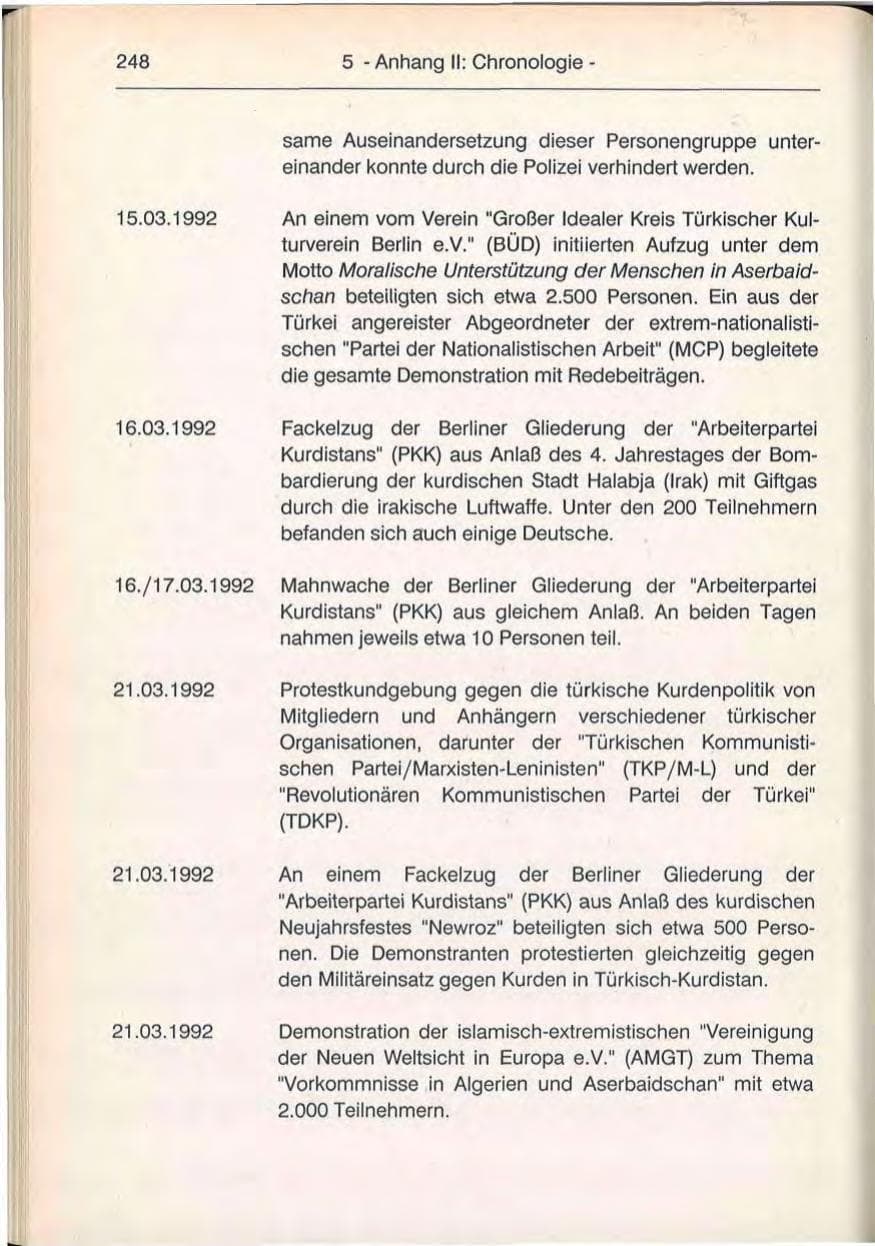 Seite 248 des Verfassungsschutzbericht 1992 Berlin