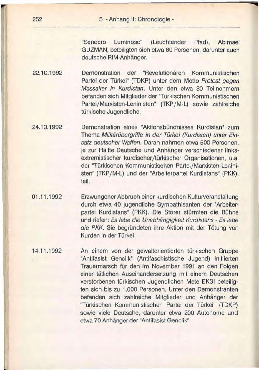 Seite 252 des Verfassungsschutzbericht 1992 Berlin