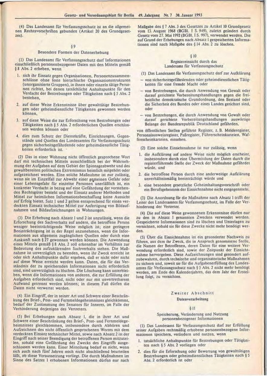 Seite 259 des Verfassungsschutzbericht 1992 Berlin