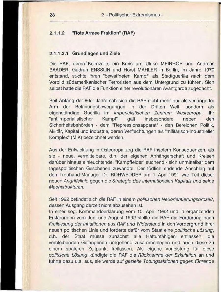 Seite 28 des Verfassungsschutzbericht 1992 Berlin