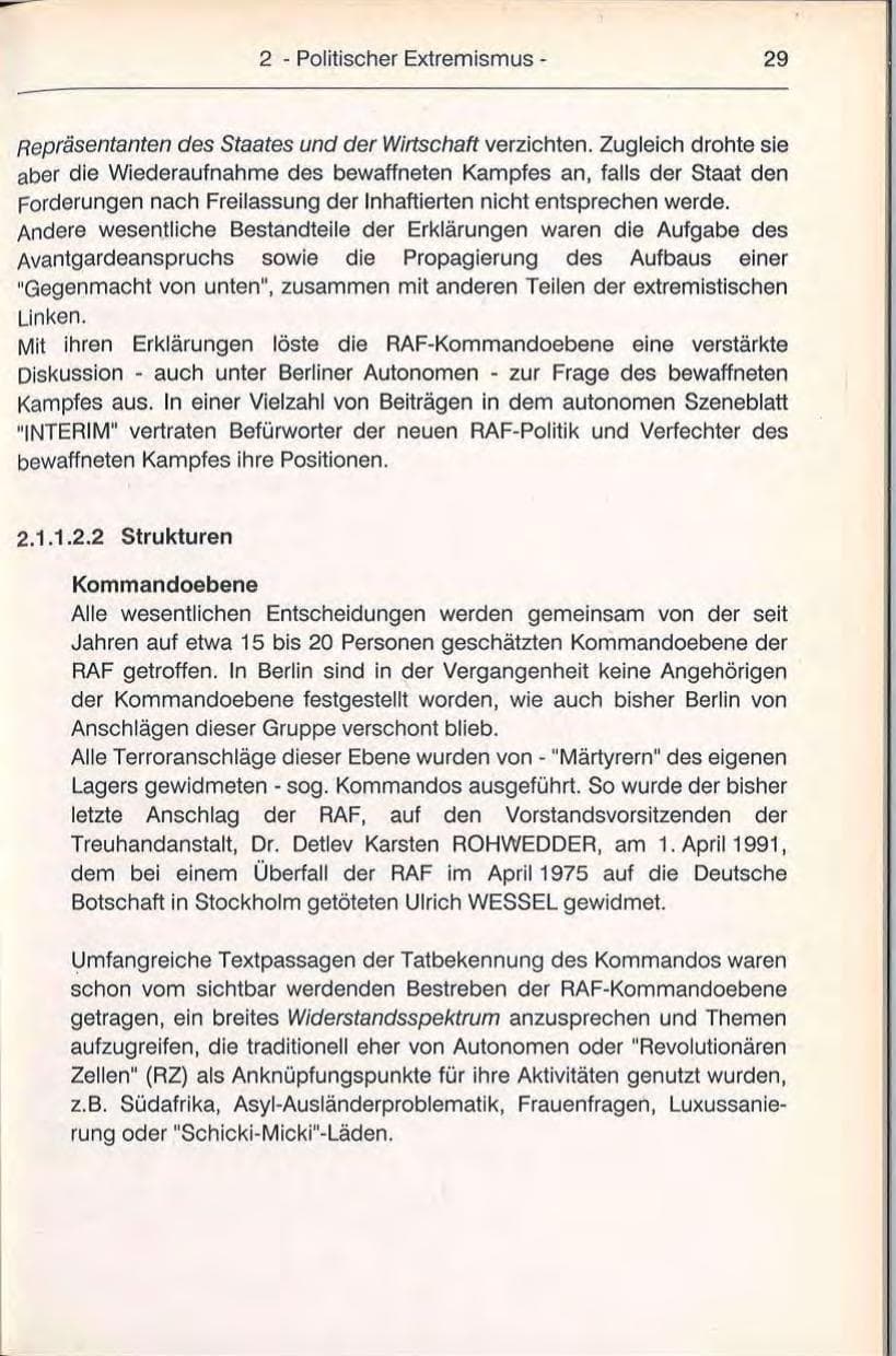 Seite 29 des Verfassungsschutzbericht 1992 Berlin