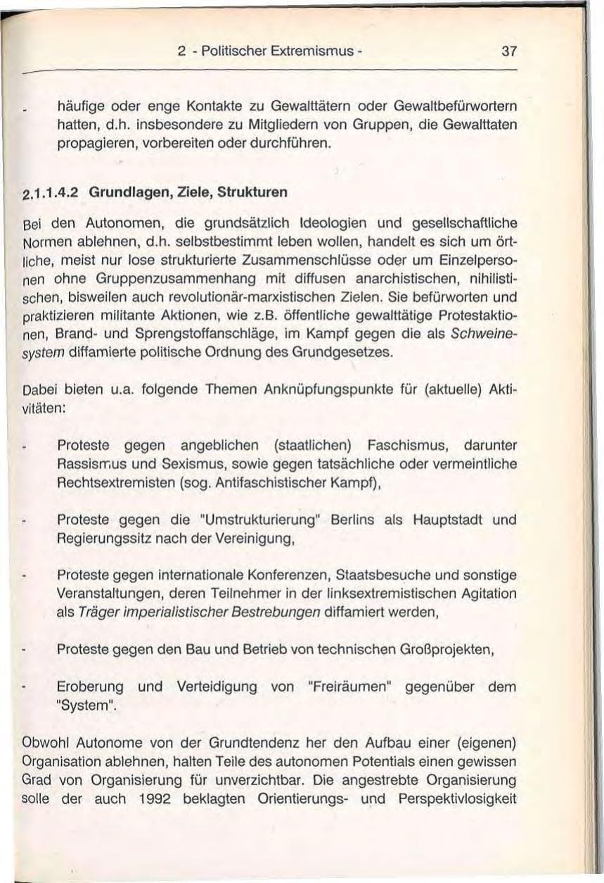 Seite 37 des Verfassungsschutzbericht 1992 Berlin