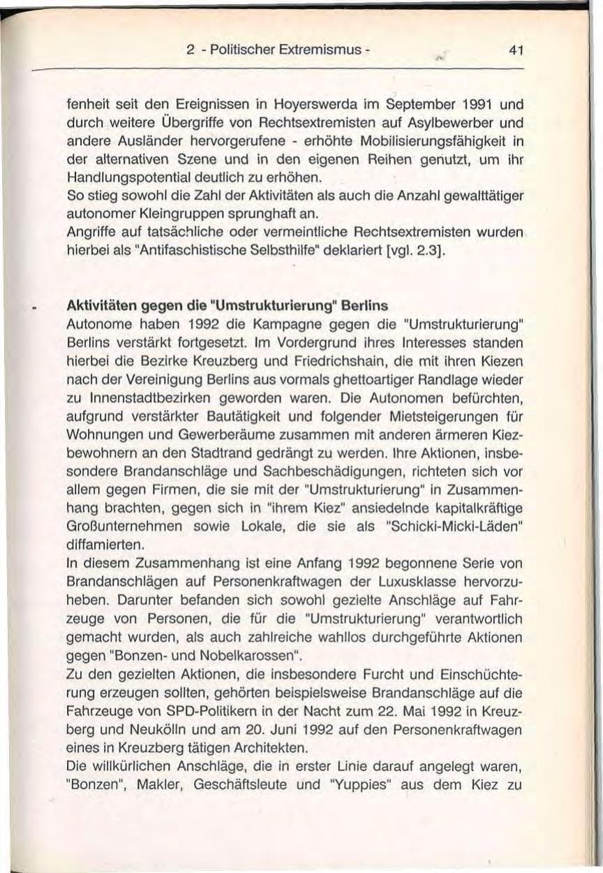 Seite 41 des Verfassungsschutzbericht 1992 Berlin