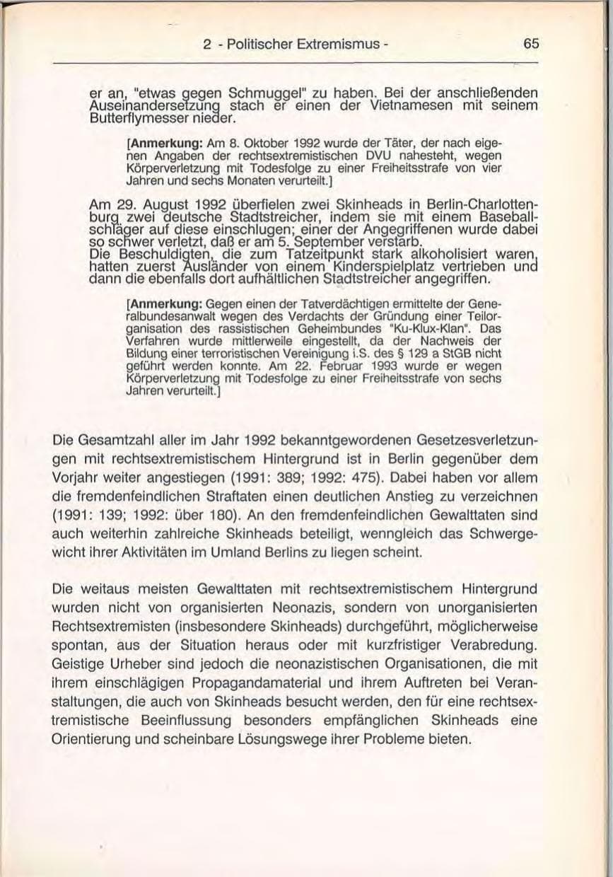 Seite 65 des Verfassungsschutzbericht 1992 Berlin