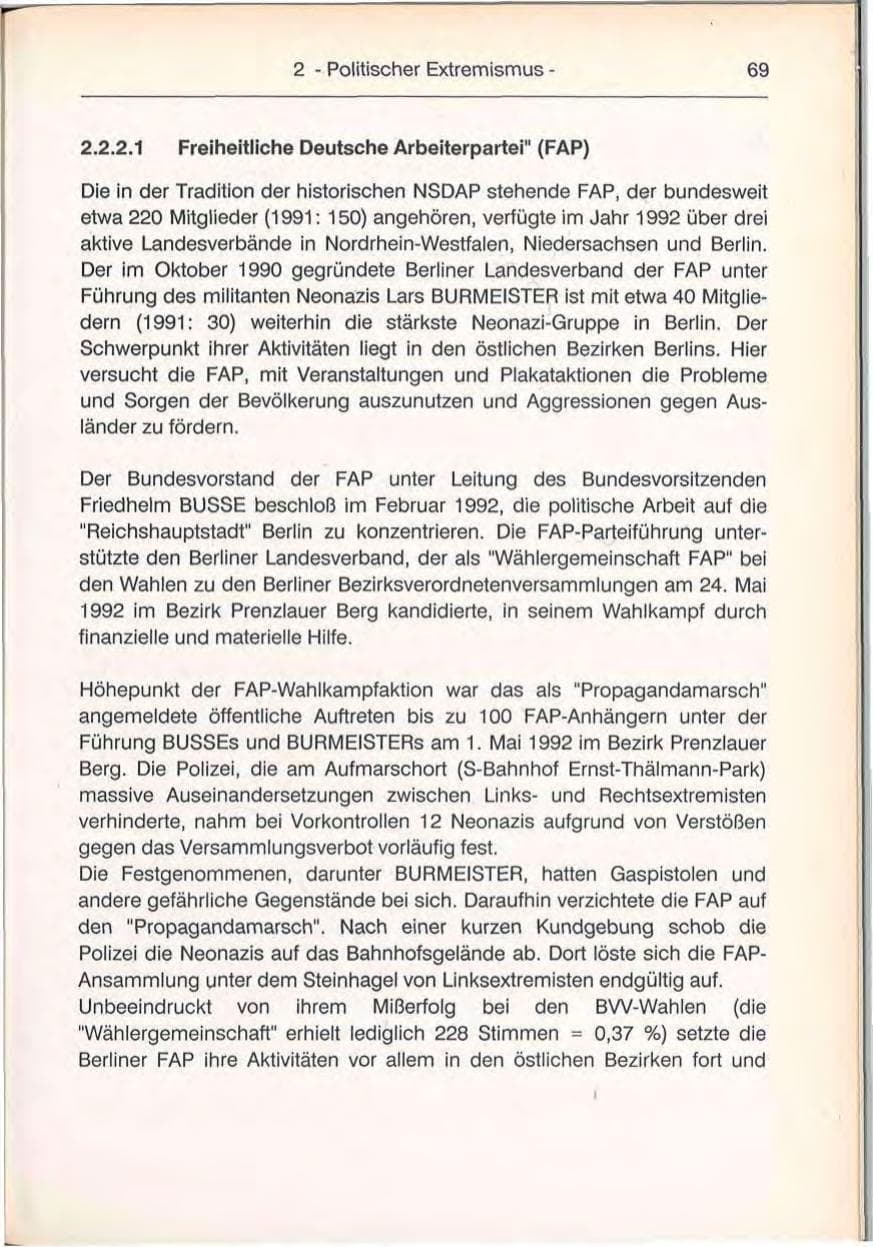 Seite 69 des Verfassungsschutzbericht 1992 Berlin