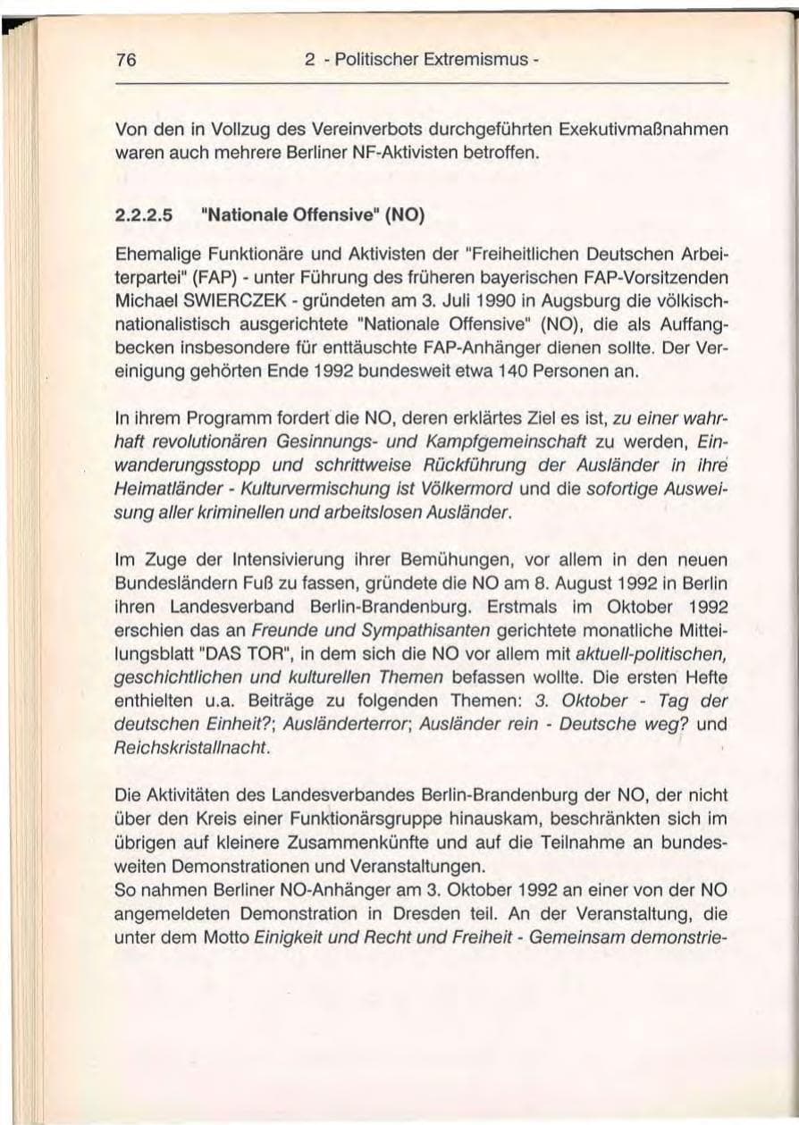 Seite 76 des Verfassungsschutzbericht 1992 Berlin