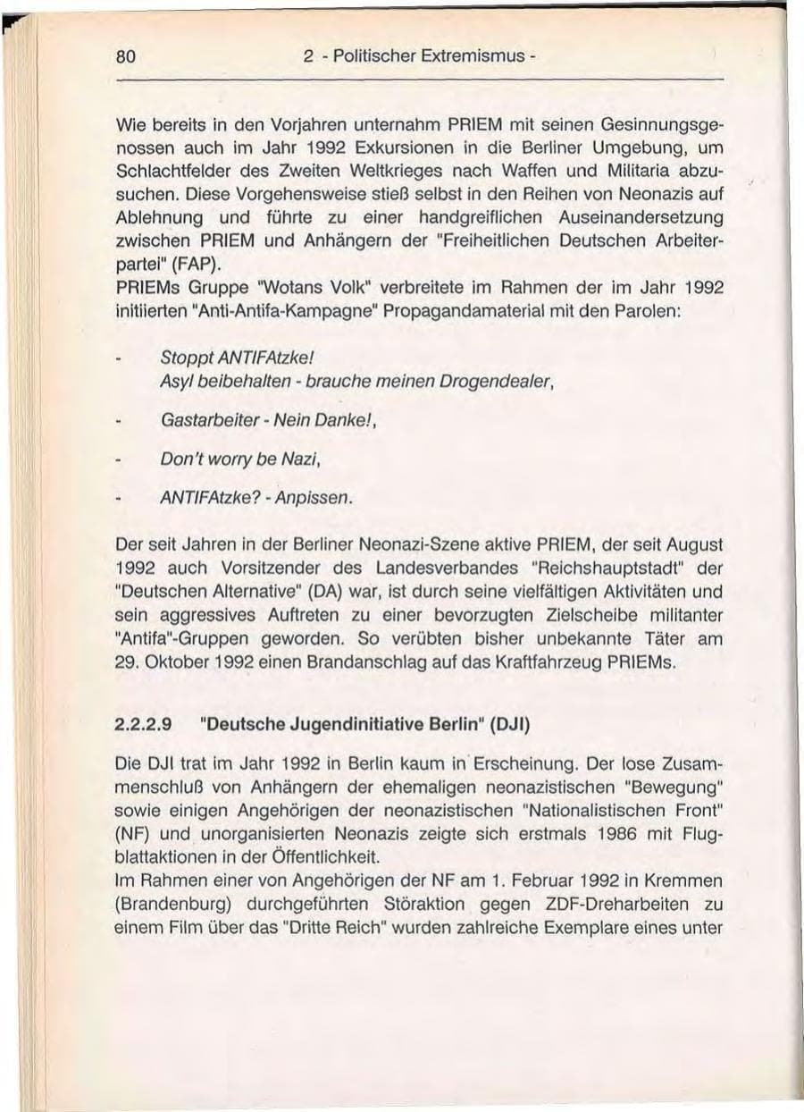Seite 80 des Verfassungsschutzbericht 1992 Berlin