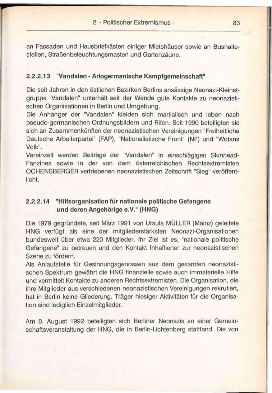 Seite 83 des Verfassungsschutzbericht 1992 Berlin