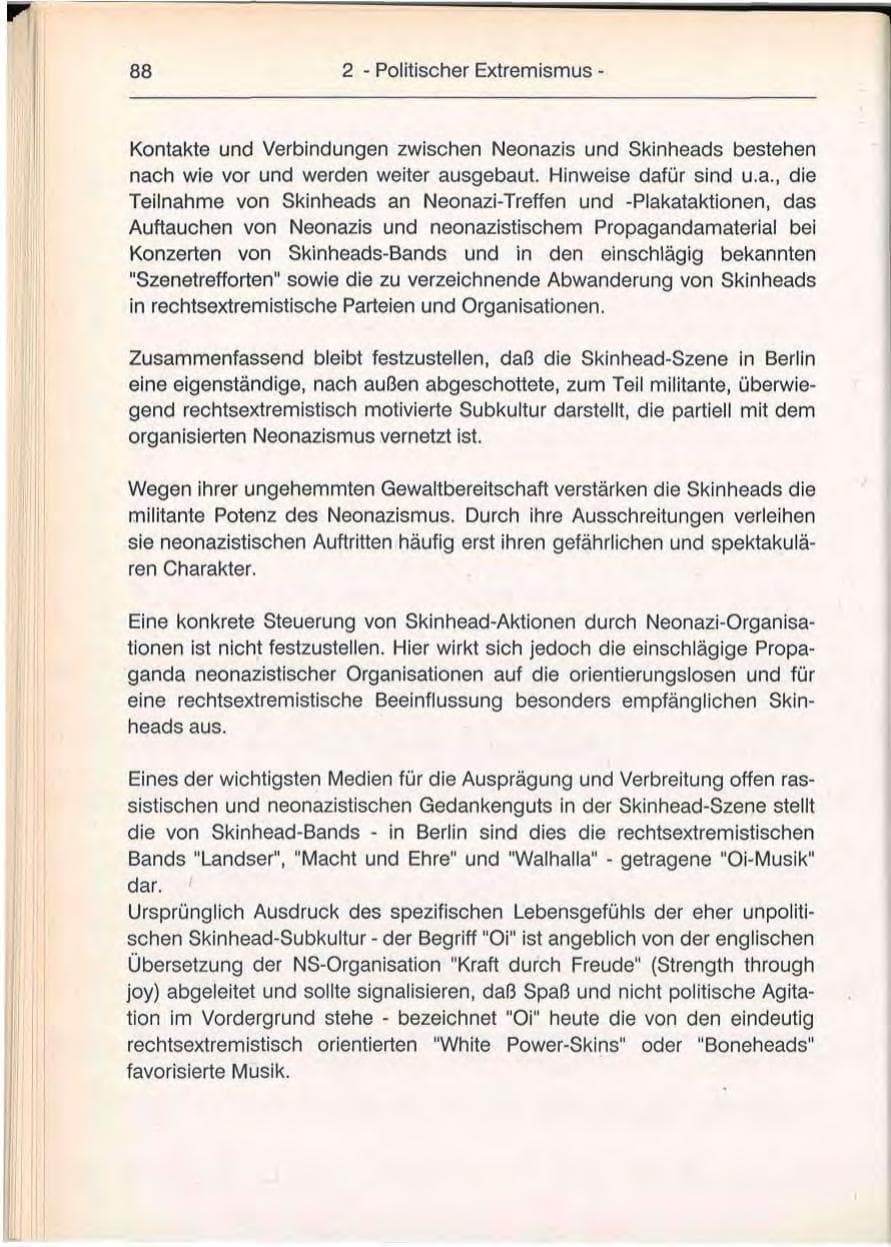 Seite 88 des Verfassungsschutzbericht 1992 Berlin