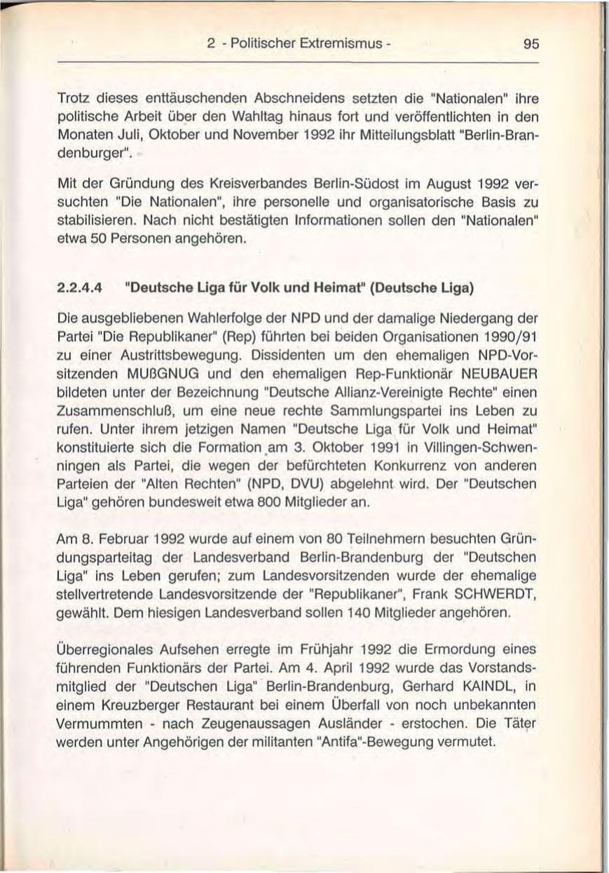 Seite 95 des Verfassungsschutzbericht 1992 Berlin