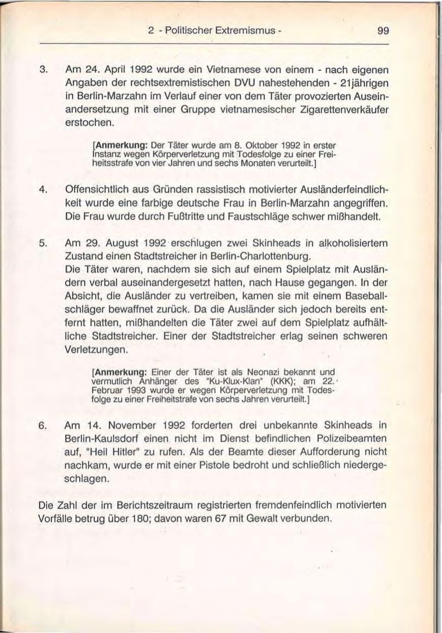 Seite 99 des Verfassungsschutzbericht 1992 Berlin