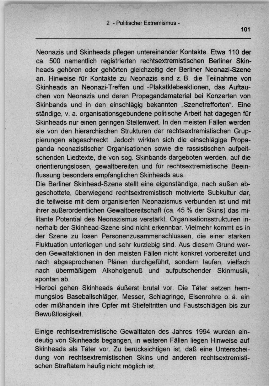Seite 101 des Verfassungsschutzbericht 1994 Berlin