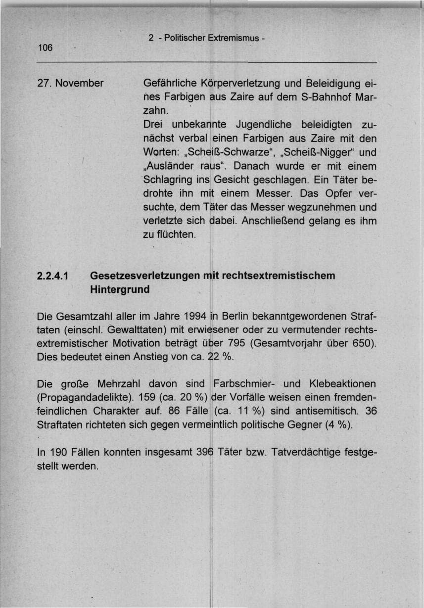 Seite 106 des Verfassungsschutzbericht 1994 Berlin