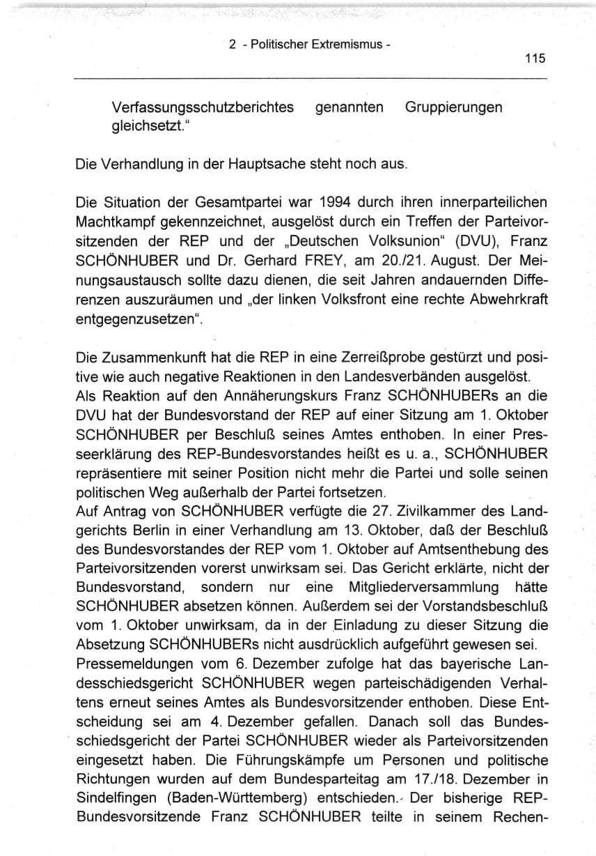 Seite 115 des Verfassungsschutzbericht 1994 Berlin
