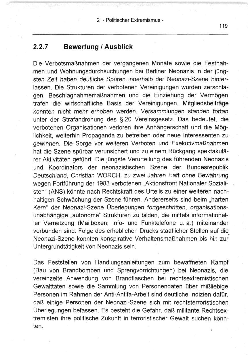 Seite 119 des Verfassungsschutzbericht 1994 Berlin
