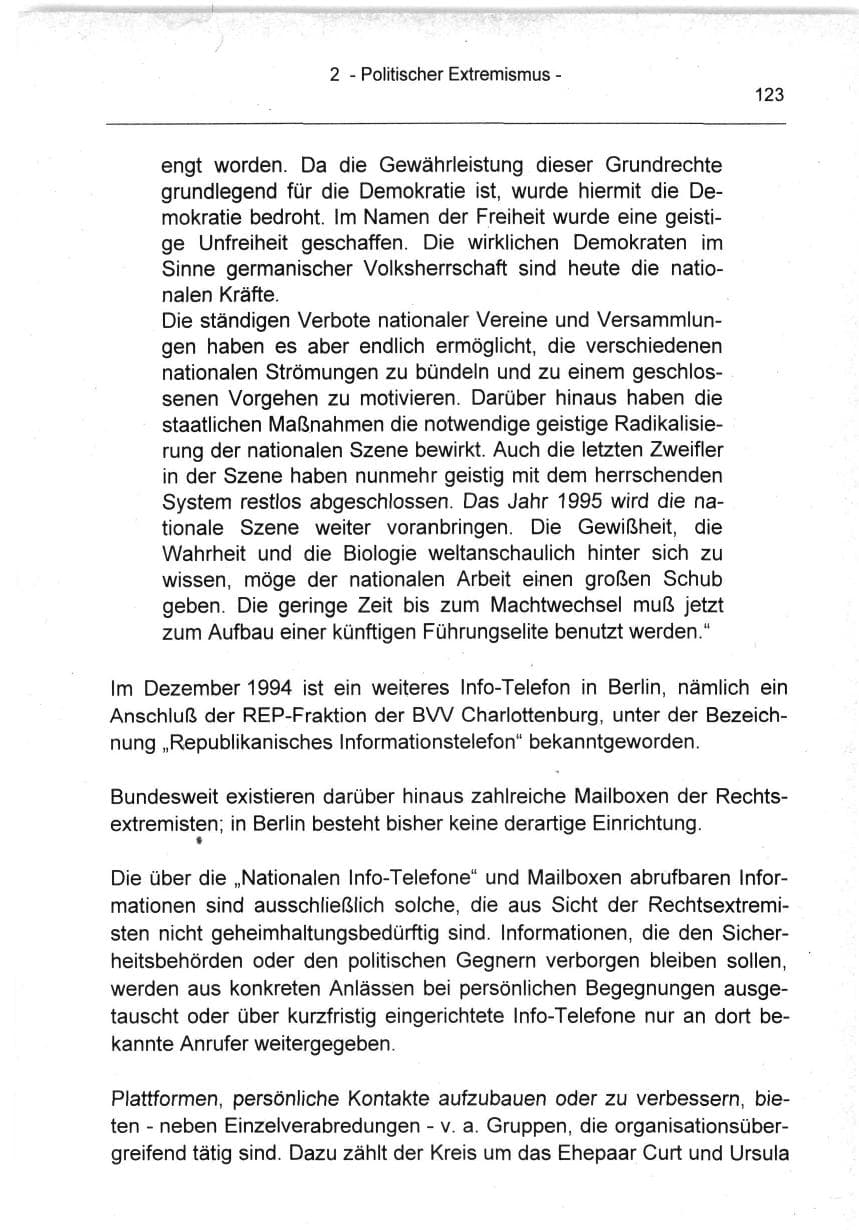 Seite 123 des Verfassungsschutzbericht 1994 Berlin