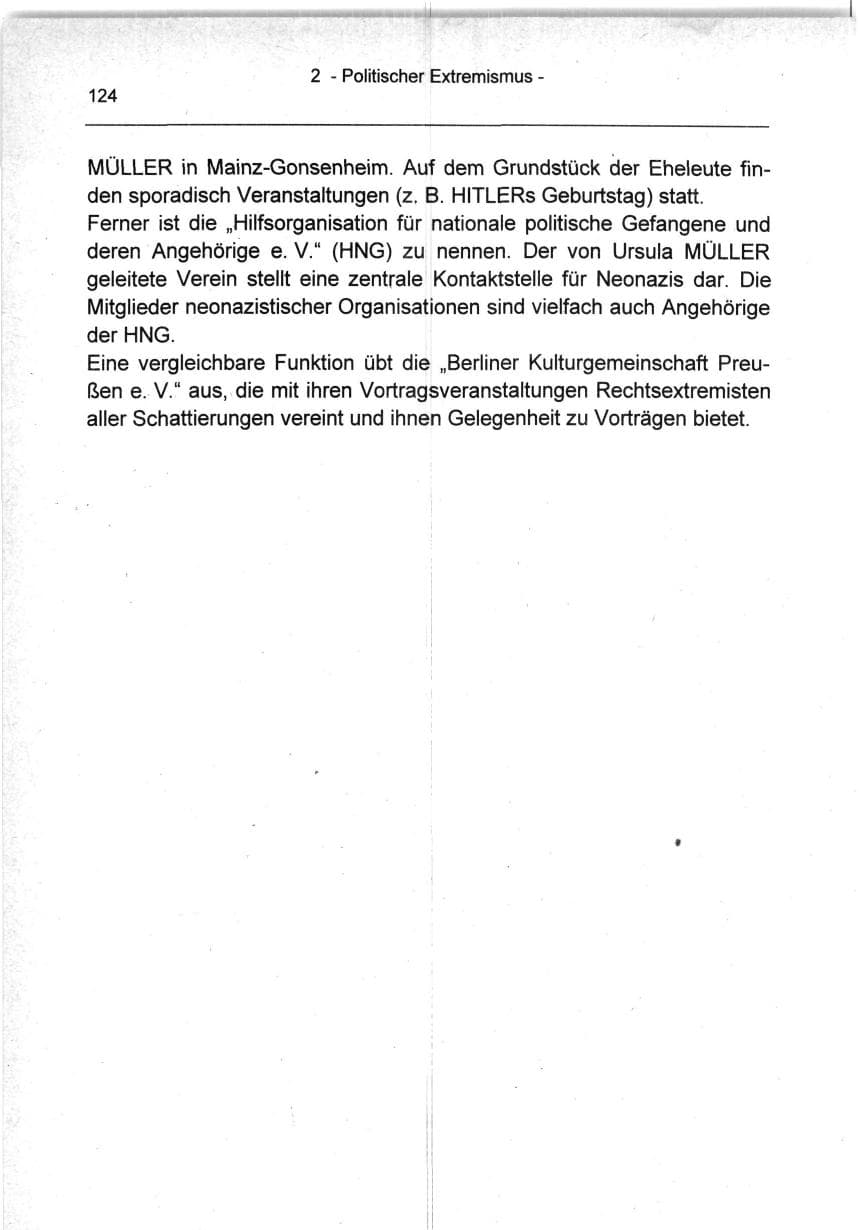Seite 124 des Verfassungsschutzbericht 1994 Berlin