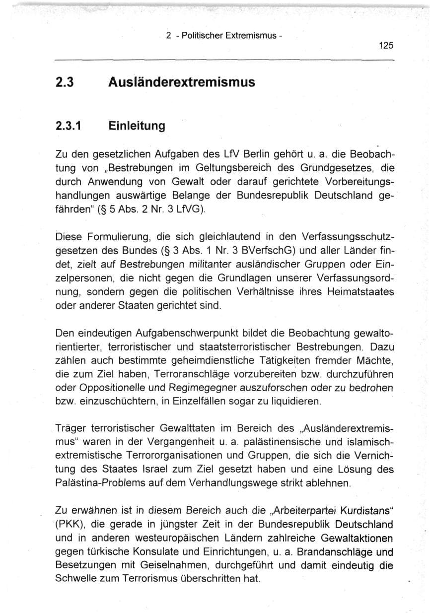 Seite 125 des Verfassungsschutzbericht 1994 Berlin
