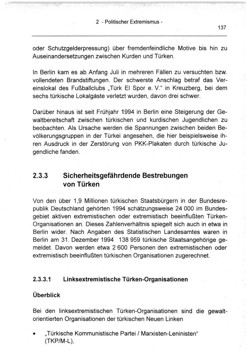 Seite 137 des Verfassungsschutzbericht 1994 Berlin