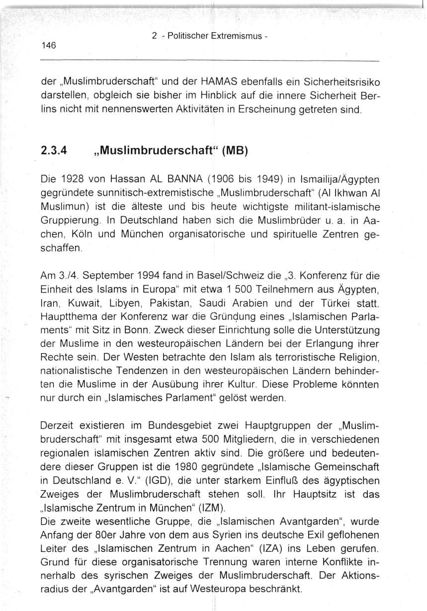 Seite 146 des Verfassungsschutzbericht 1994 Berlin