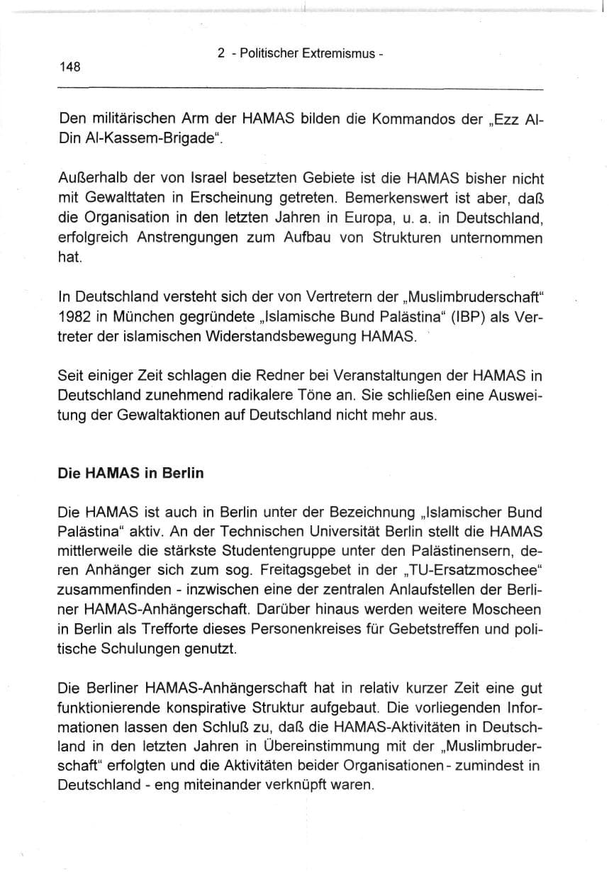 Seite 148 des Verfassungsschutzbericht 1994 Berlin