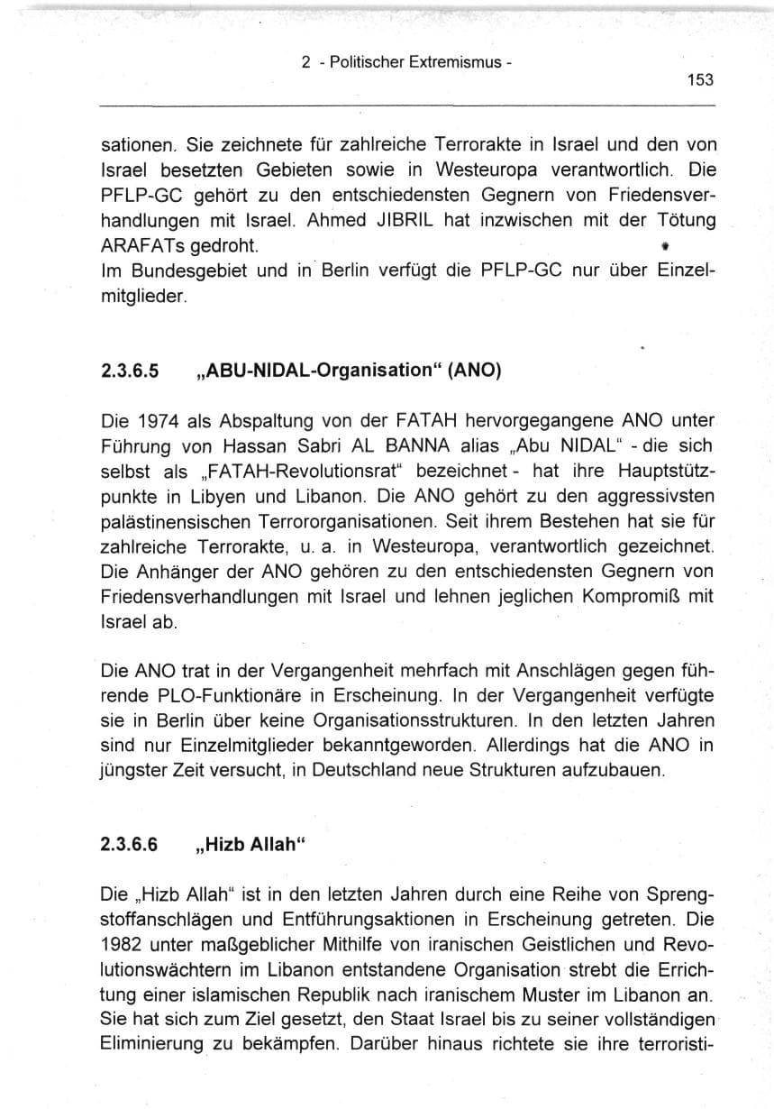 Seite 153 des Verfassungsschutzbericht 1994 Berlin