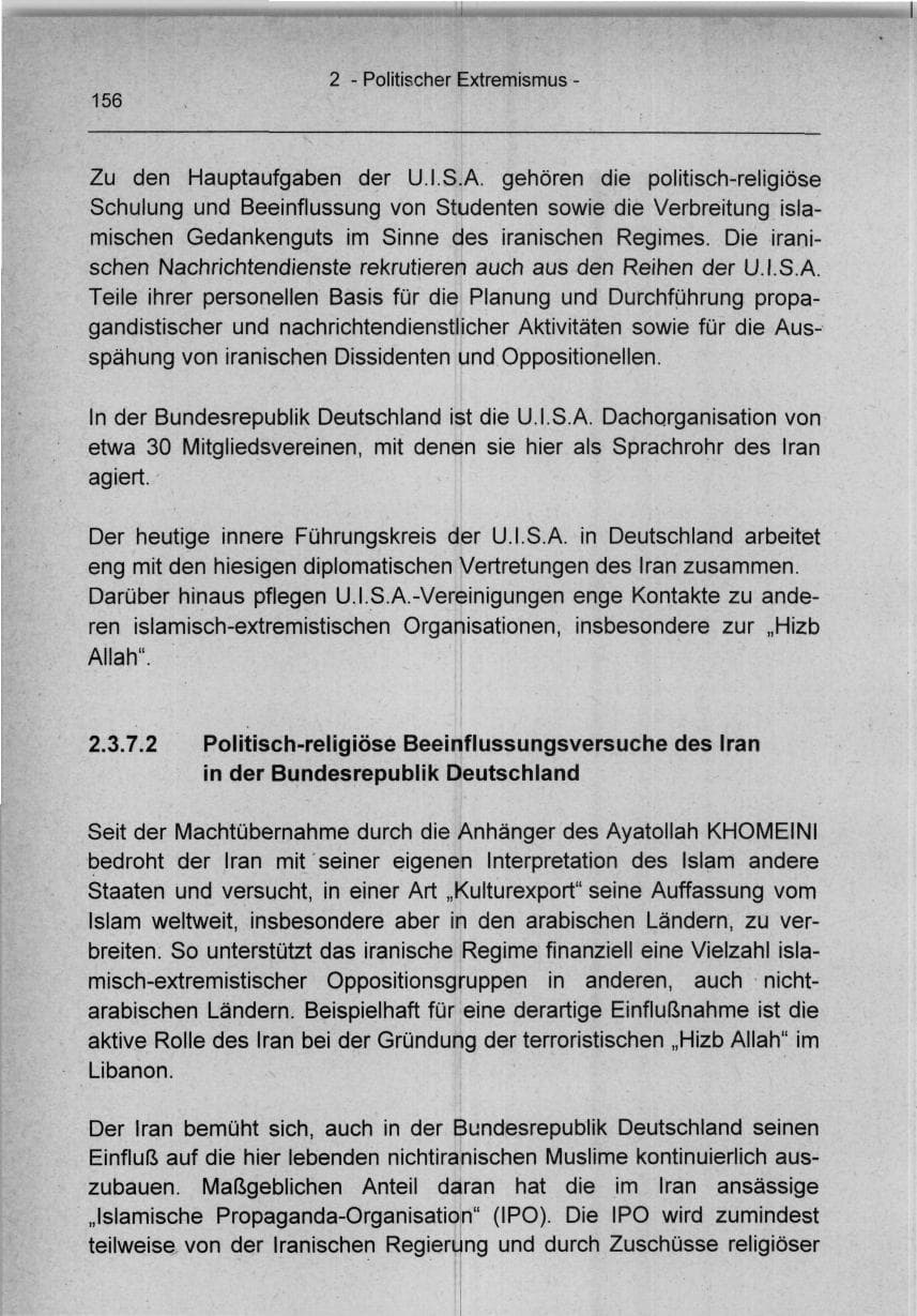 Seite 156 des Verfassungsschutzbericht 1994 Berlin