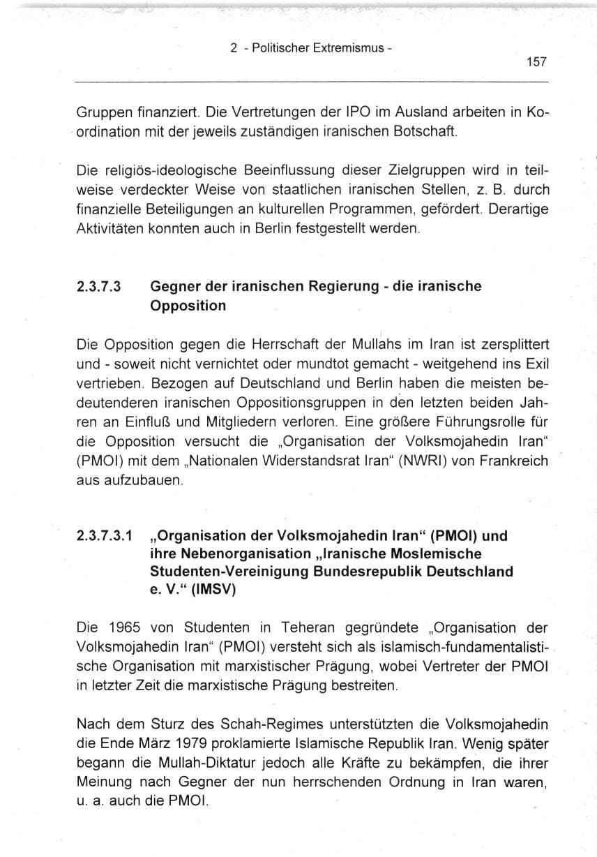 Seite 157 des Verfassungsschutzbericht 1994 Berlin
