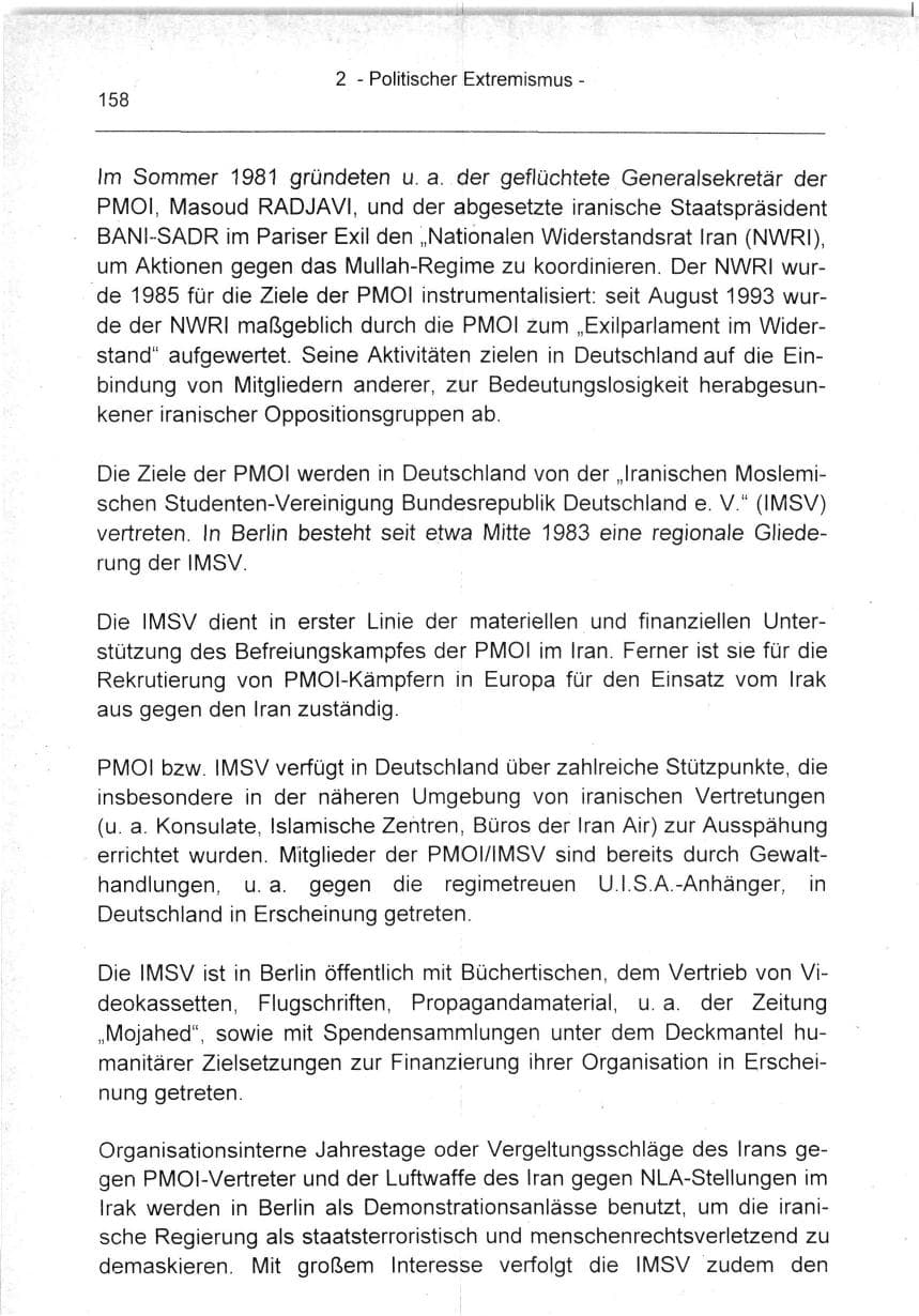 Seite 158 des Verfassungsschutzbericht 1994 Berlin