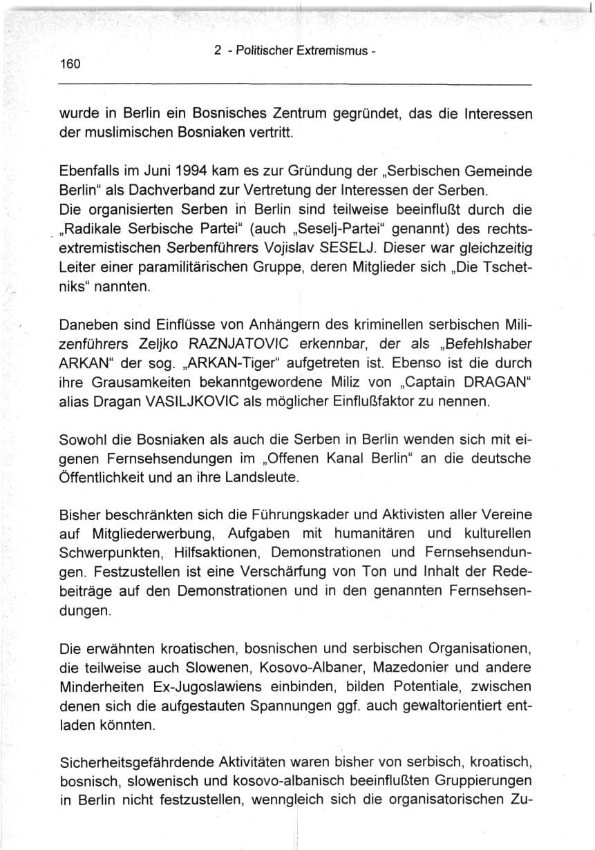 Seite 160 des Verfassungsschutzbericht 1994 Berlin