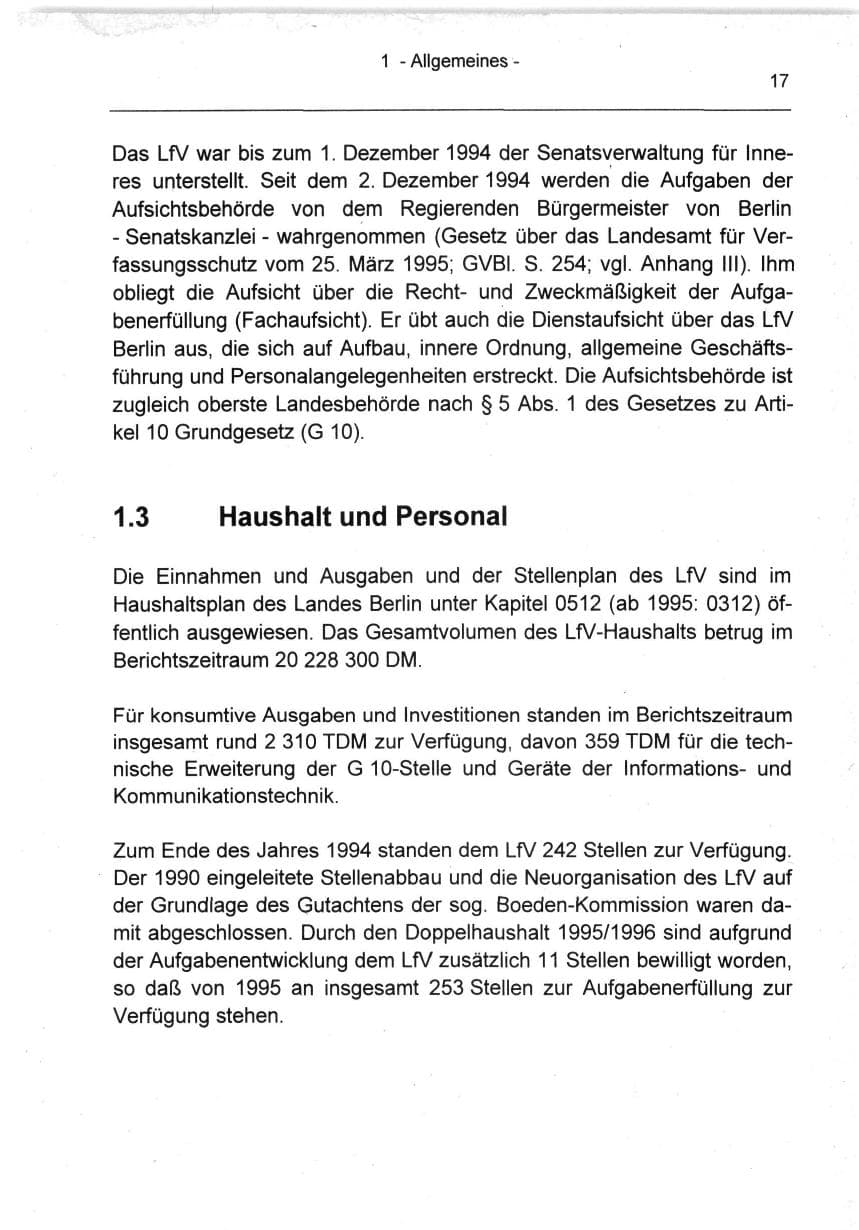 Seite 17 des Verfassungsschutzbericht 1994 Berlin
