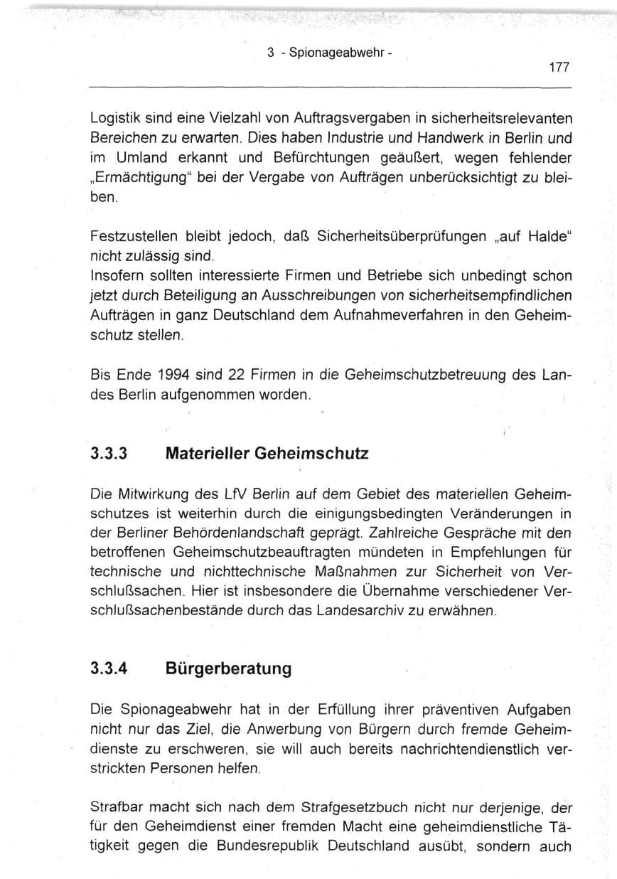 Seite 177 des Verfassungsschutzbericht 1994 Berlin
