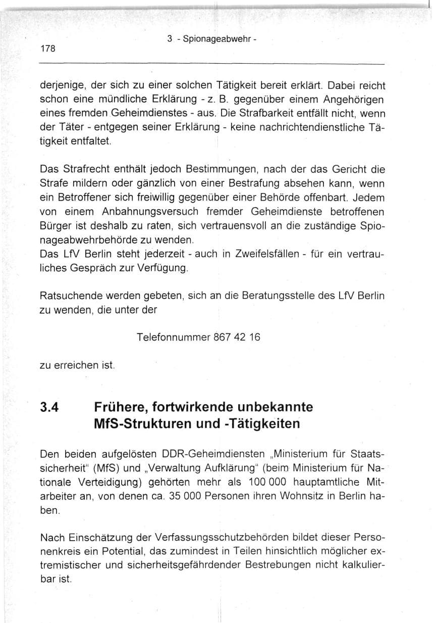 Seite 178 des Verfassungsschutzbericht 1994 Berlin