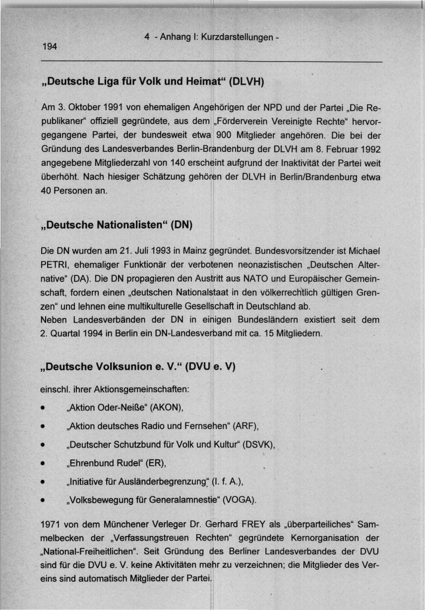 Seite 194 des Verfassungsschutzbericht 1994 Berlin