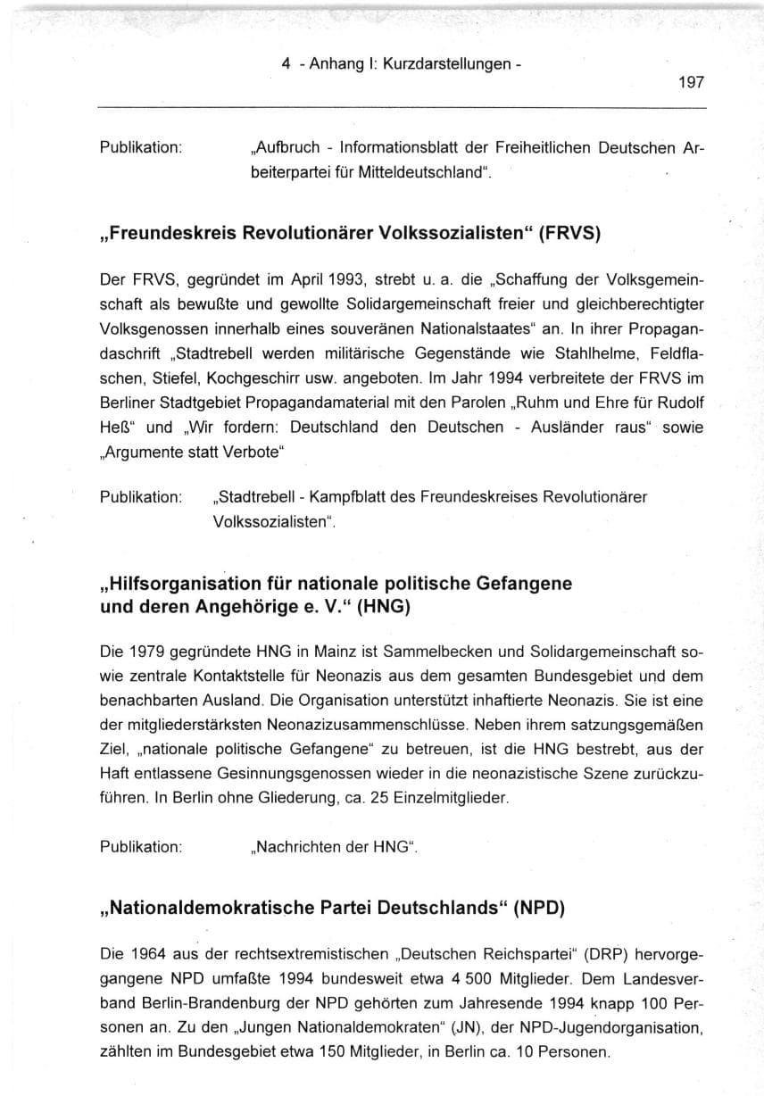 Seite 197 des Verfassungsschutzbericht 1994 Berlin