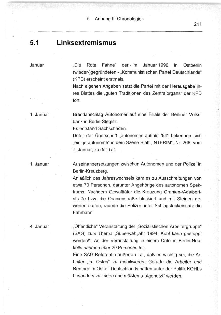 Seite 211 des Verfassungsschutzbericht 1994 Berlin