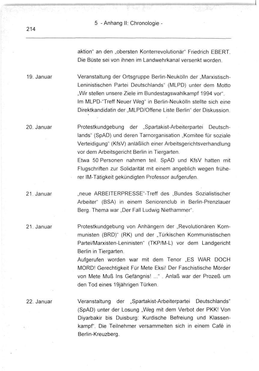 Seite 214 des Verfassungsschutzbericht 1994 Berlin