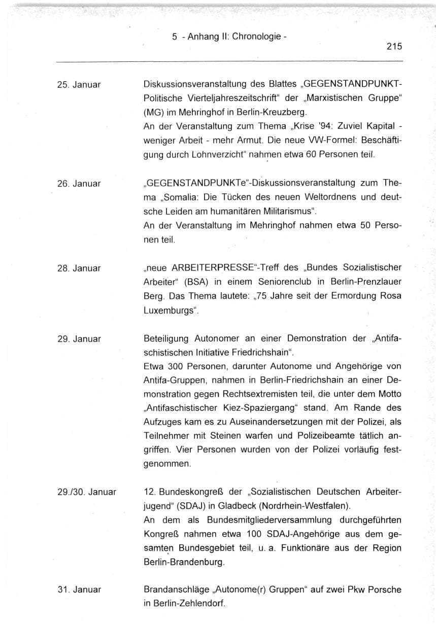 Seite 215 des Verfassungsschutzbericht 1994 Berlin
