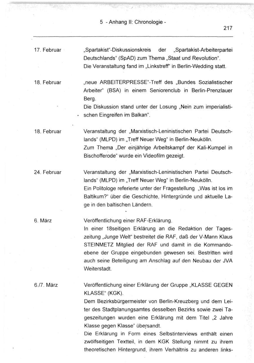 Seite 217 des Verfassungsschutzbericht 1994 Berlin