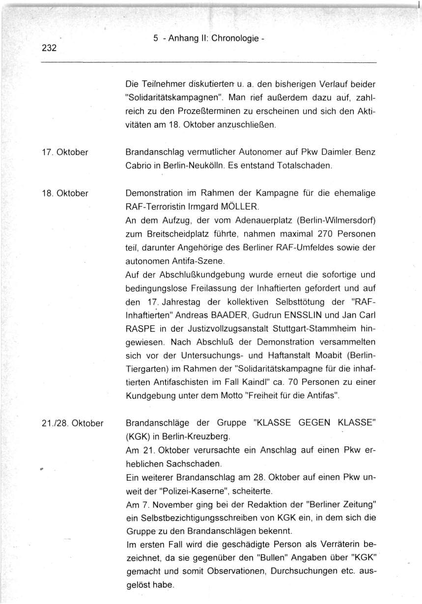 Seite 232 des Verfassungsschutzbericht 1994 Berlin