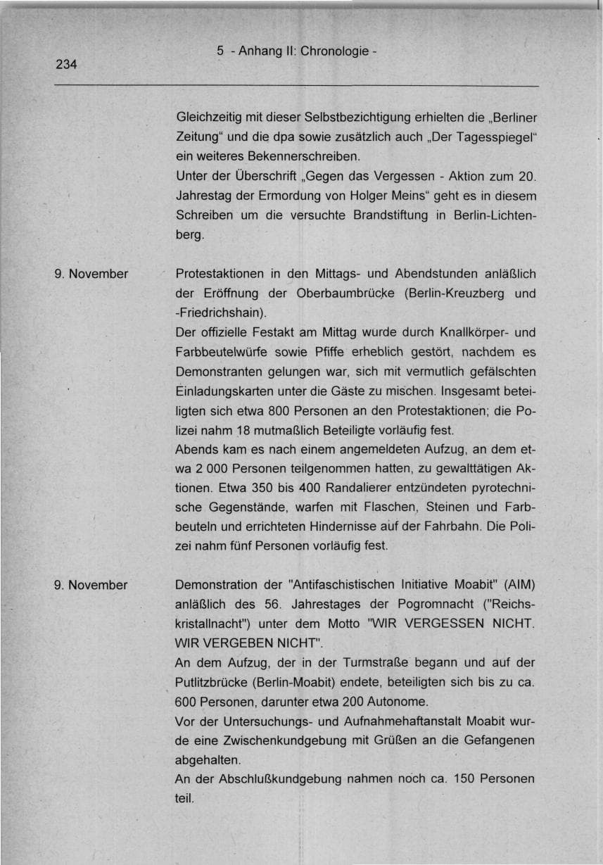 Seite 234 des Verfassungsschutzbericht 1994 Berlin