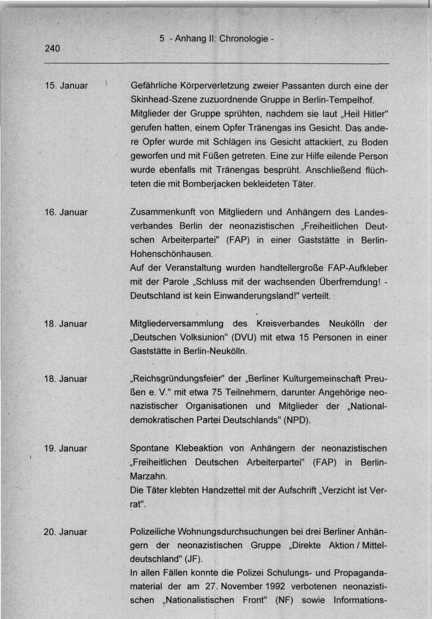 Seite 240 des Verfassungsschutzbericht 1994 Berlin